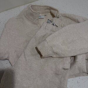 Aritzia Cozy Sweatfleece Cropped Quarter Zip + Joggers in Color Oatmeal